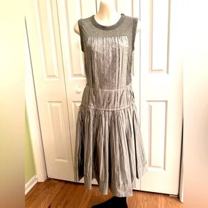 LOUIS VUITTON Grey Cotton/Silk Pleated Sleeveless Dress 36/4 EUC